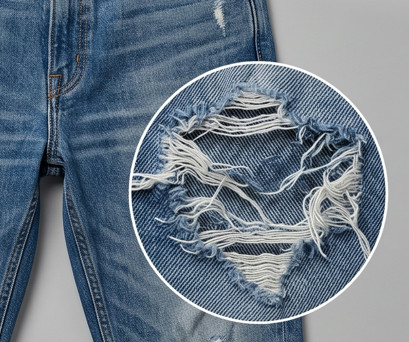 Torn Denim Repair Before