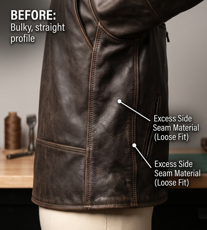 Leather Jacket Tapering Before